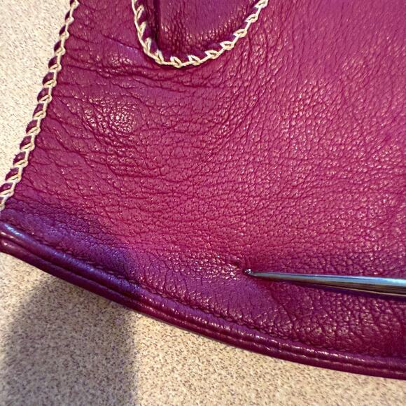 Vintage Fownes Driving Gloves SZ 6.75 Magenta Pink Contrast Stitching Soft USA - Picture 5 of 5